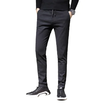 

HCXY 2019 Autumn Spring Men's Casual Pants Trousers Men Pant Elastic waist zipper Stretch fabric Pencil Pants Male Plus size 38