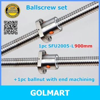 

End machined Anti Backlash guide Ball Screw Set SFU2005 - 900mm 2005 BallScrews Ball Nuts Accessories for CNC Parts Best Price