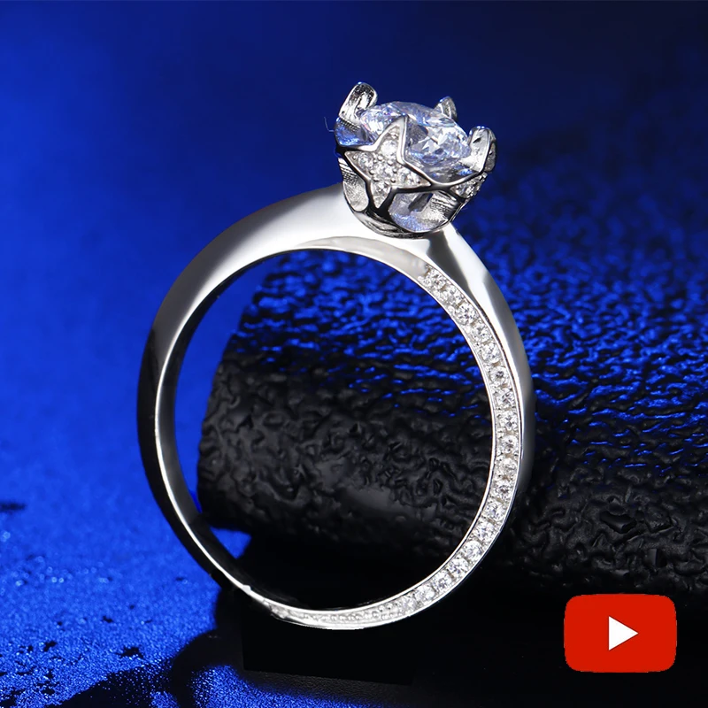 

NOT FAKE Round Cut S925 Sterling Silver Ring SONA Diamond solitaire Fine Ring Unique Style Love Wedding Engagement