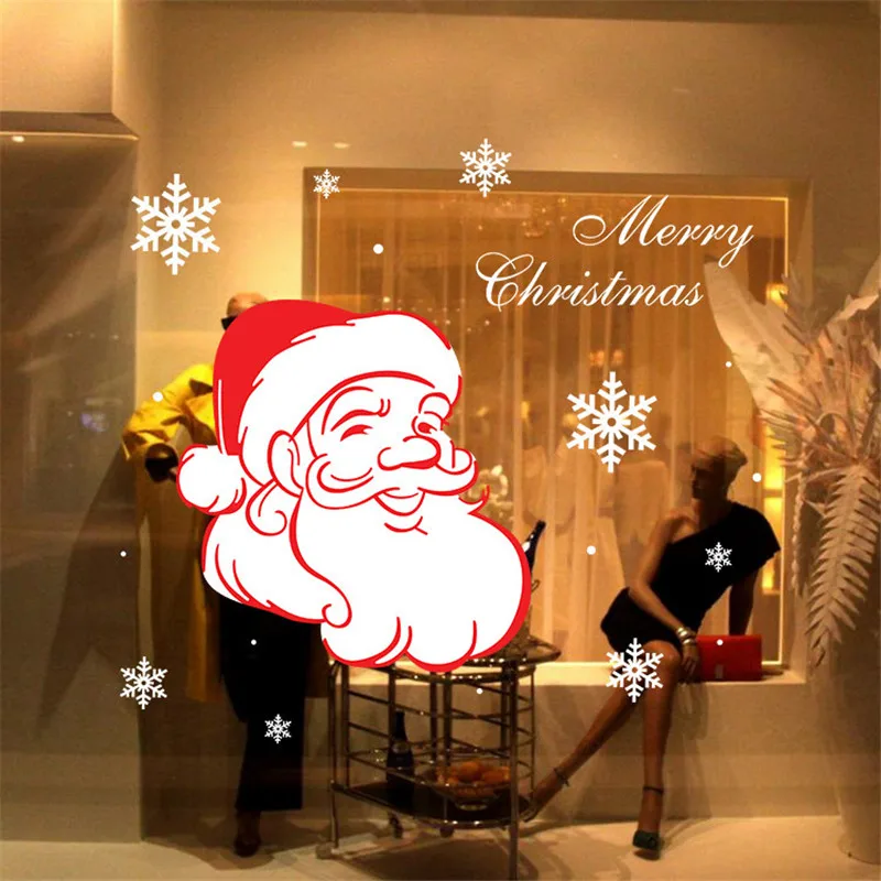 Us 871 45 Di Scontonatale Babbo Natale Disegno Vetrina Di Vetro Autoadesivo Smontabile Intagliato Decalcomania Per La Casa Window Decor Wall