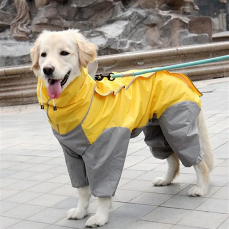 Дождевик для больших собак, золотистый ретривер, лабрадор, Хаски, водонепроницаемый дождевик для собак, куртка, одежда для собак, дождевик, комбинезон - Цвет: Цвет: желтый