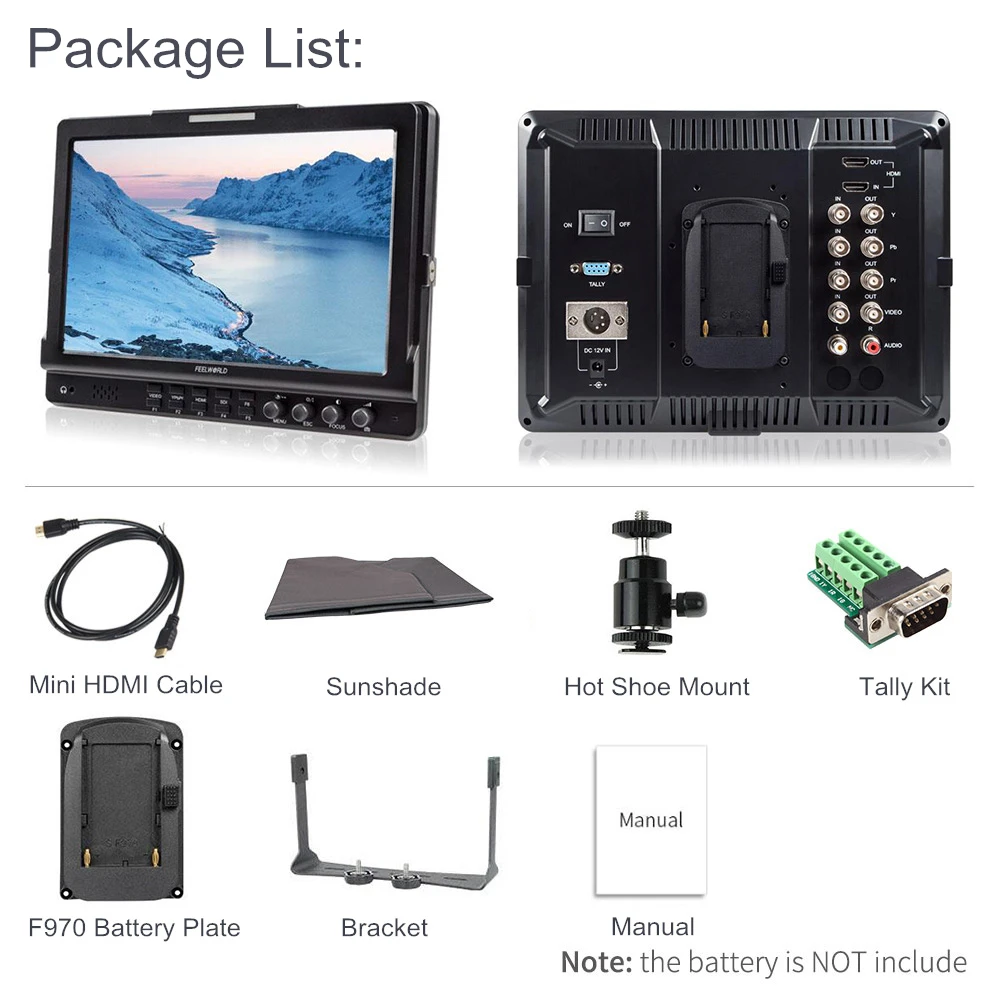 Feelworld FW1018V1 10.1"IPS 4K HDMI Camera Field Monitor Full HD 1920x1200 LCD Monitor for DSLR Video Movie Shooting Stablizer
