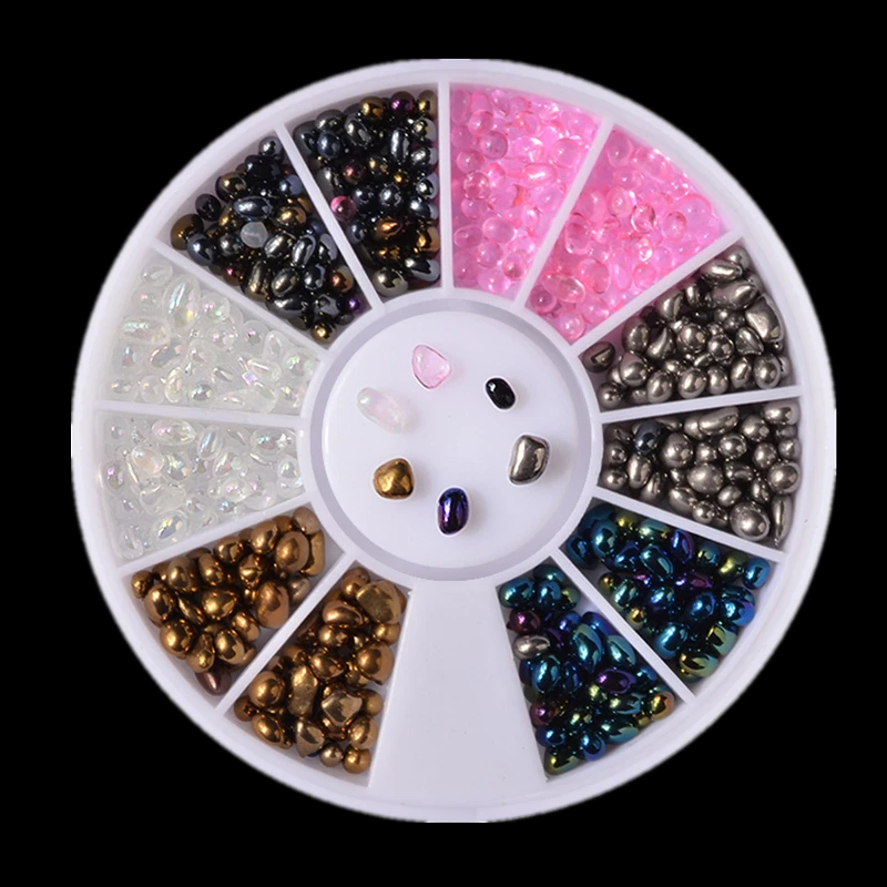 

1 Box mix size 3D DIY AB colour Irregular Stone Wheel Nail Stickers Decoration Glitter Nail Art Jewelry makeup tools
