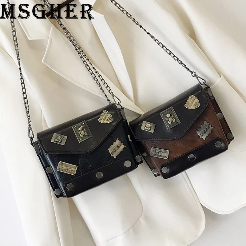 

MSGHER Shoulder Bags Women Fashion Small Chain Bags Female High Desogner Crossbody Bags Quality PU Messager Bags