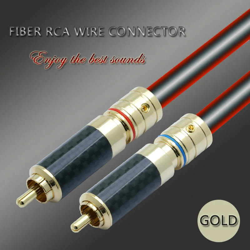 Carbon Fiber RCA Connector RCA male plug adapter VideoAudio Wire Connector Support 8mm Cable Super High Quality (2)
