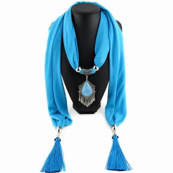 [RUNMEIFA] Новые шармы зимний шарф ожерелья кисточкой Национальный кулон шарф ожерелья для женщин шарф ожерелья ювелирные изделия оптом - Цвет: 1