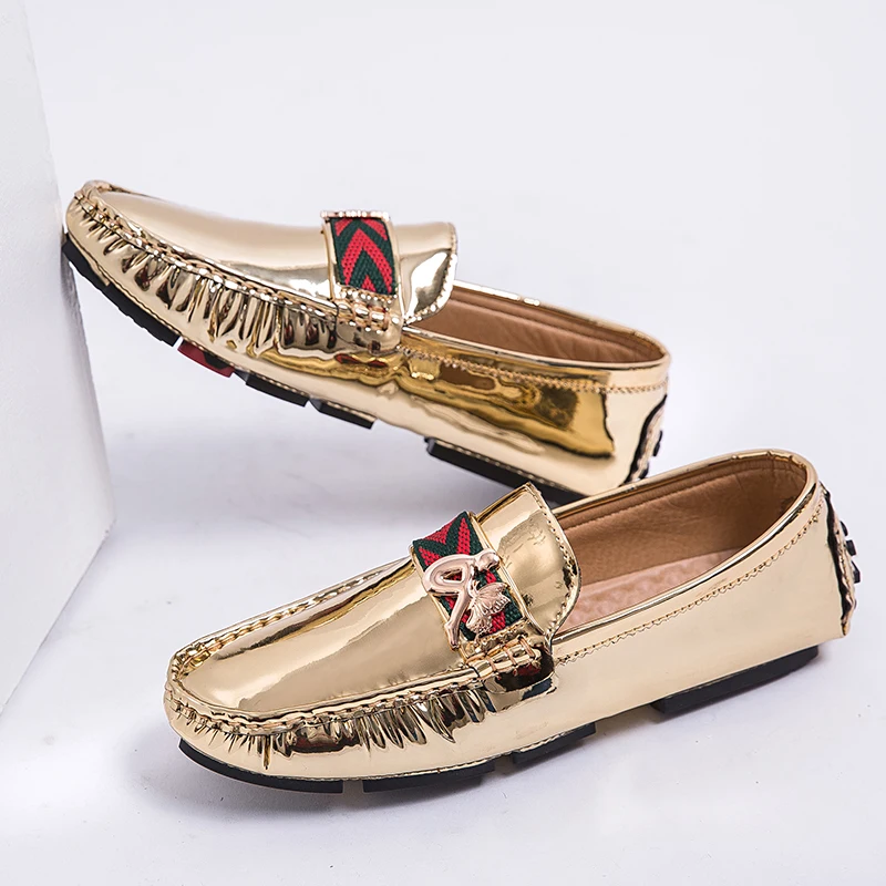 

Hot Casual Men Shoes Hand Made Silver Gold Patent Leather Mens Loafers Designer Sneakers for Men Slip-on Men Shoes Luxury Brand