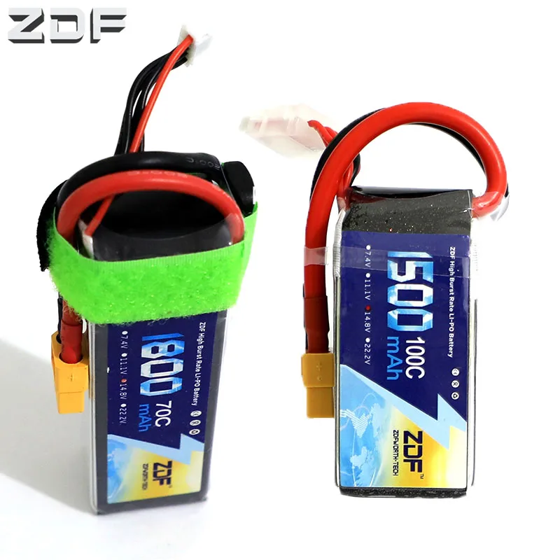 

ZDF 14.8V 4S 1500mah 100C max 200C 1800mah 70C max 140C Lipo Battery Pack with XT60 plug for RC FPV Racer