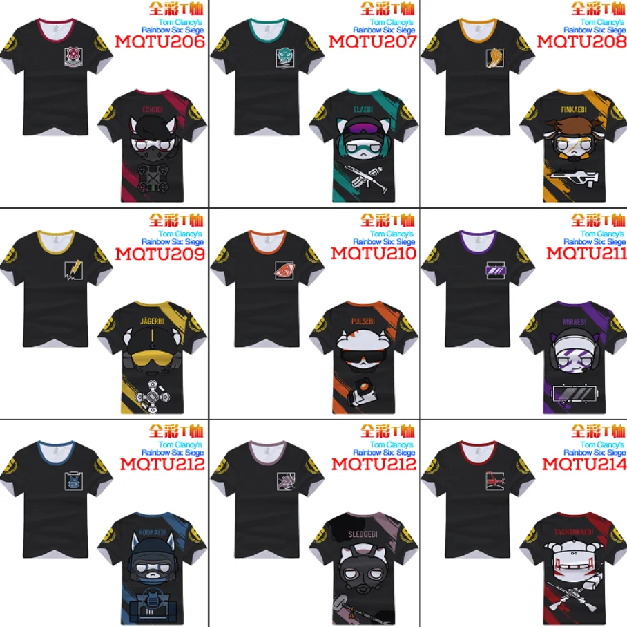 Vente Jeu arc en ciel Six siège T Shirt impression 3D Modal o cou à manches courtes vêtements d été femmes hommes lâche Tee hauts