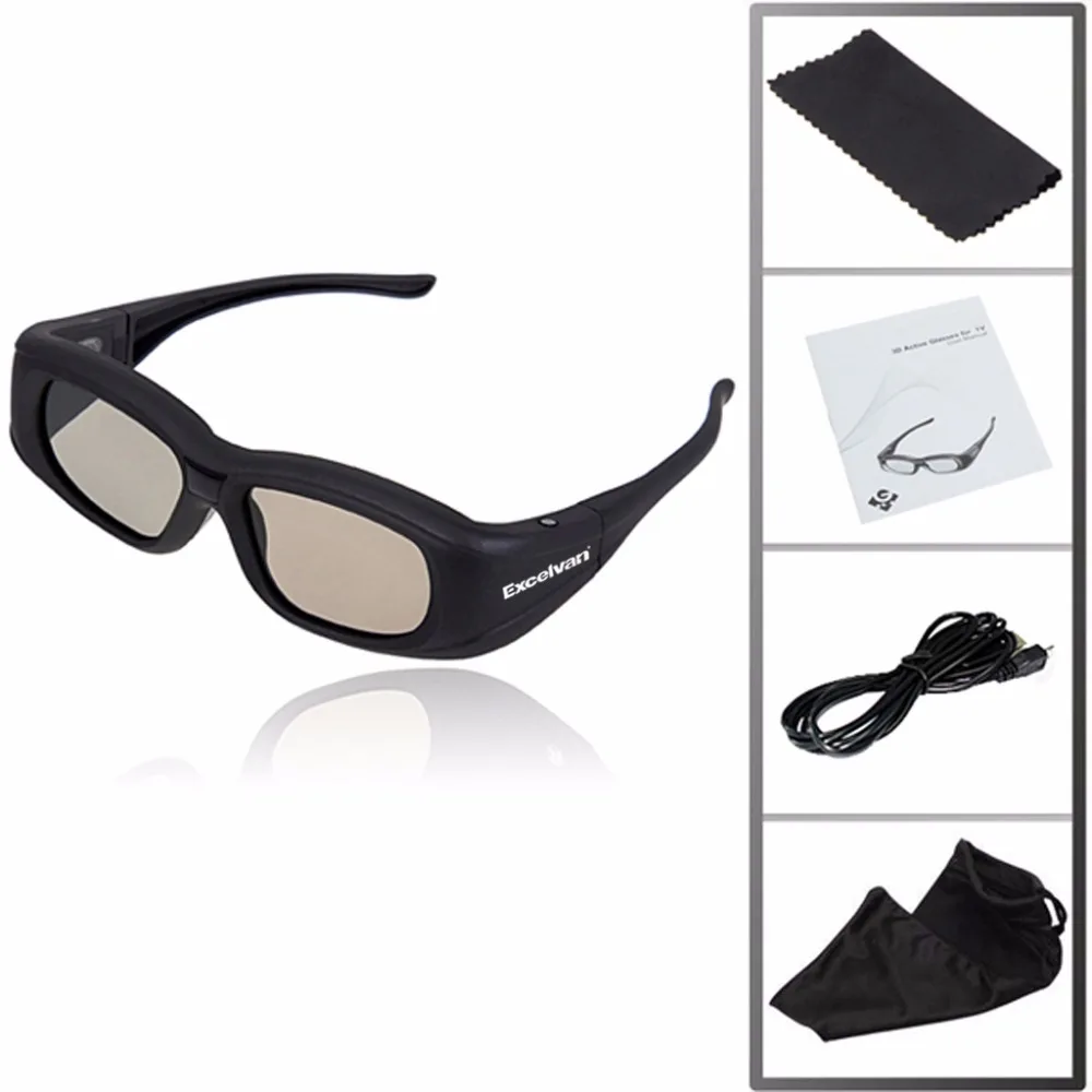 Bluetooth Excelvan Universal 3D Active Shutter Glasses For Sony//Panasonic//Sharp//Toshiba//Mitsubishi//Samsung 3DTV