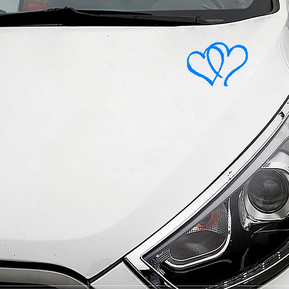42597 22.8cm15cm Hearts Double Heart Vinyl Bumper Stickers Car Truck Window Tool Boxes Wall Laptop Ipad Notebook Cute Sticker Decal