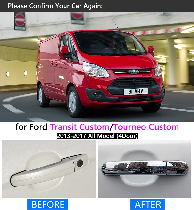 Для Ford Transit Custom Tourneo Custom 2013 высокое качество хромированная Автомобильная дверная ручка Накладка