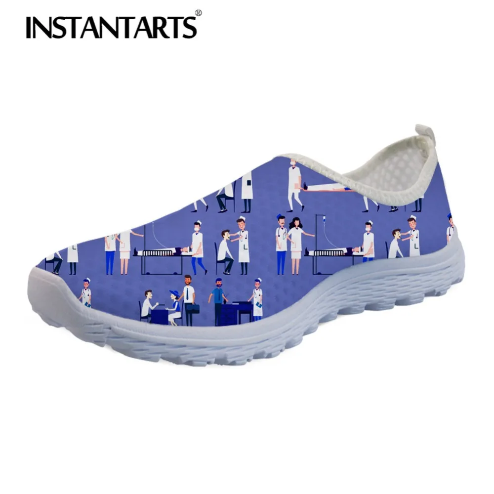 

INSTANTARTS Teenager Boy Summer Walking Sneakers Men's Casual Mesh Flats Shoes Nurse Zapatilla Male Nurses Doctor Print Loafers