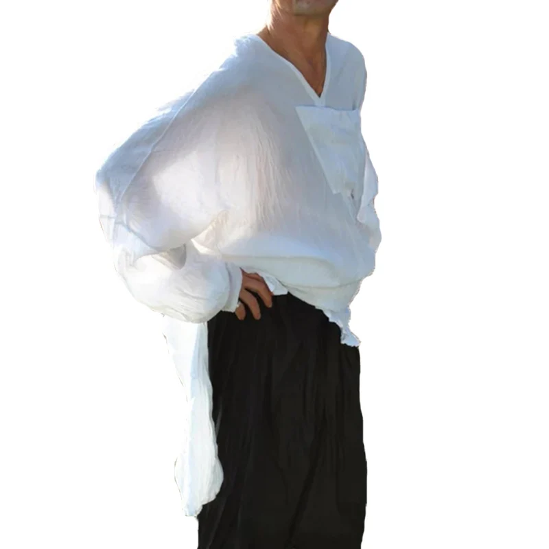 INCERUN мужские рубашки в непальском стиле, платье с длинным рукавом, рубашка с большими карманами, v-образный вырез, топы большого размера, мужская одежда