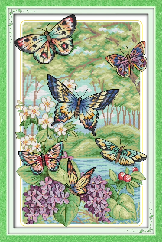 Butterflies Fly in the Forest Counted Cross Stitch 11CT 14CT Cross