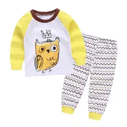 Новое поступление, одежда с принтом совы для маленьких мальчиков, пуловер, пижама, Одежда для младенцев, хлопковая одежда, 24 месяца