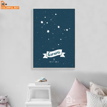 

COLORFULBOY Wall Art Canvas Prints Posters Nordic Minimalism Horoscope Canvas Painting Wall Pictures For Living Room Decoration