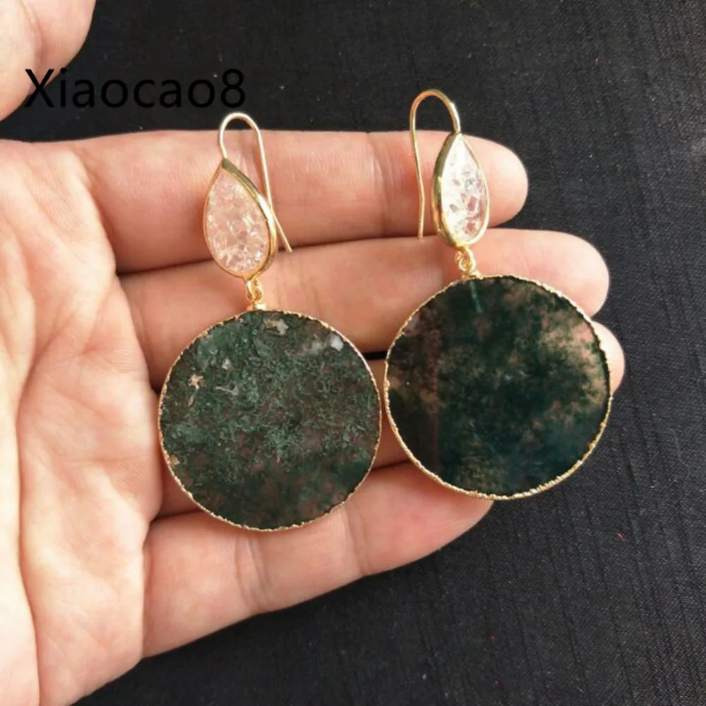 5Pairs Long Drop Dangle Earrings Women Round Stone Earrings with Hooks