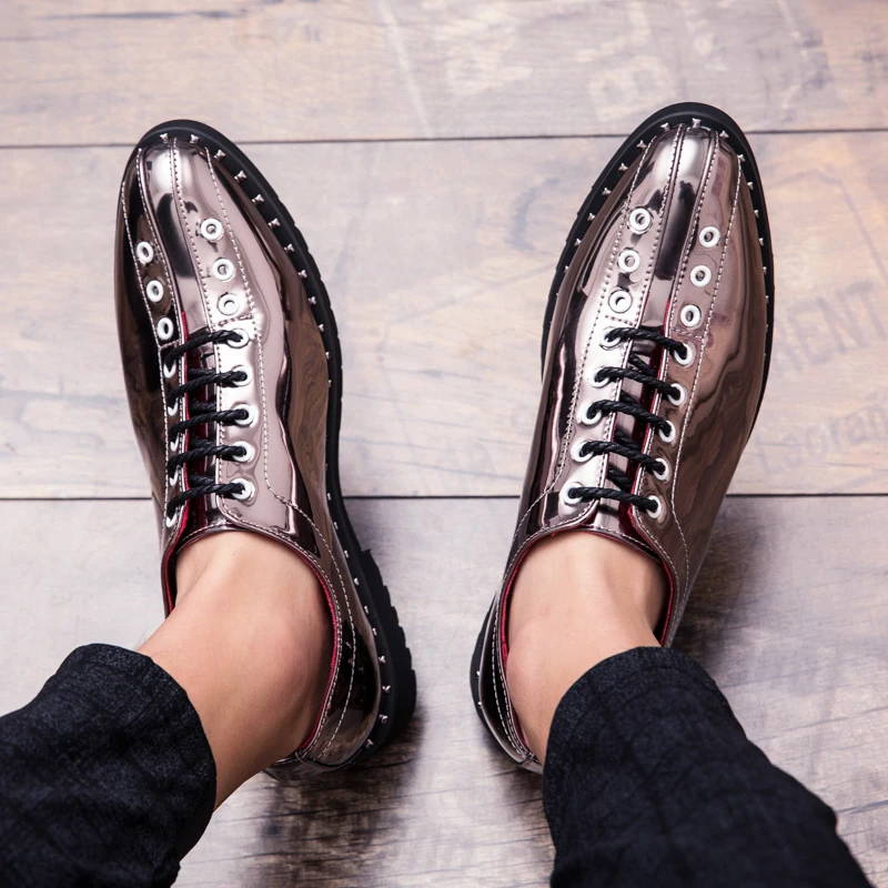 gold wedding men patent leather shoes italian pointed silver designer dress male footwear fashion brogue oxford shoes for men (11)