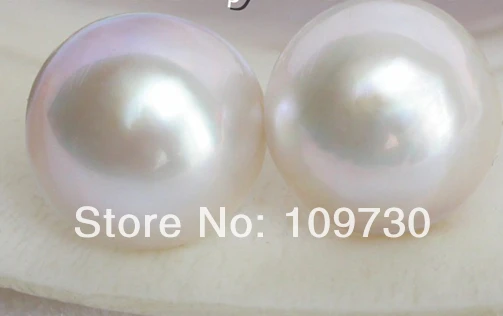 

ry00171 South Sea white Mabe Pearls Earring 14K Solid gold 17mm A0422