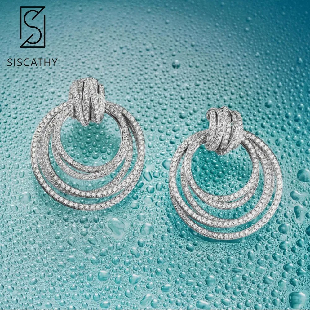 Женские серьги с фианитом Siscathy подвески кубиками циркона высокого качества