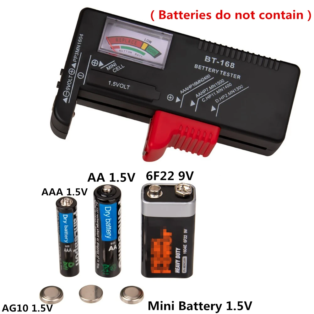 BT-168 Цифровой тест батареи AA/AAA/C/D/9 V/1,5 V батареи Универсальный кнопочный элемент батареи цветной кодированный метр показывает Вольт Тест er