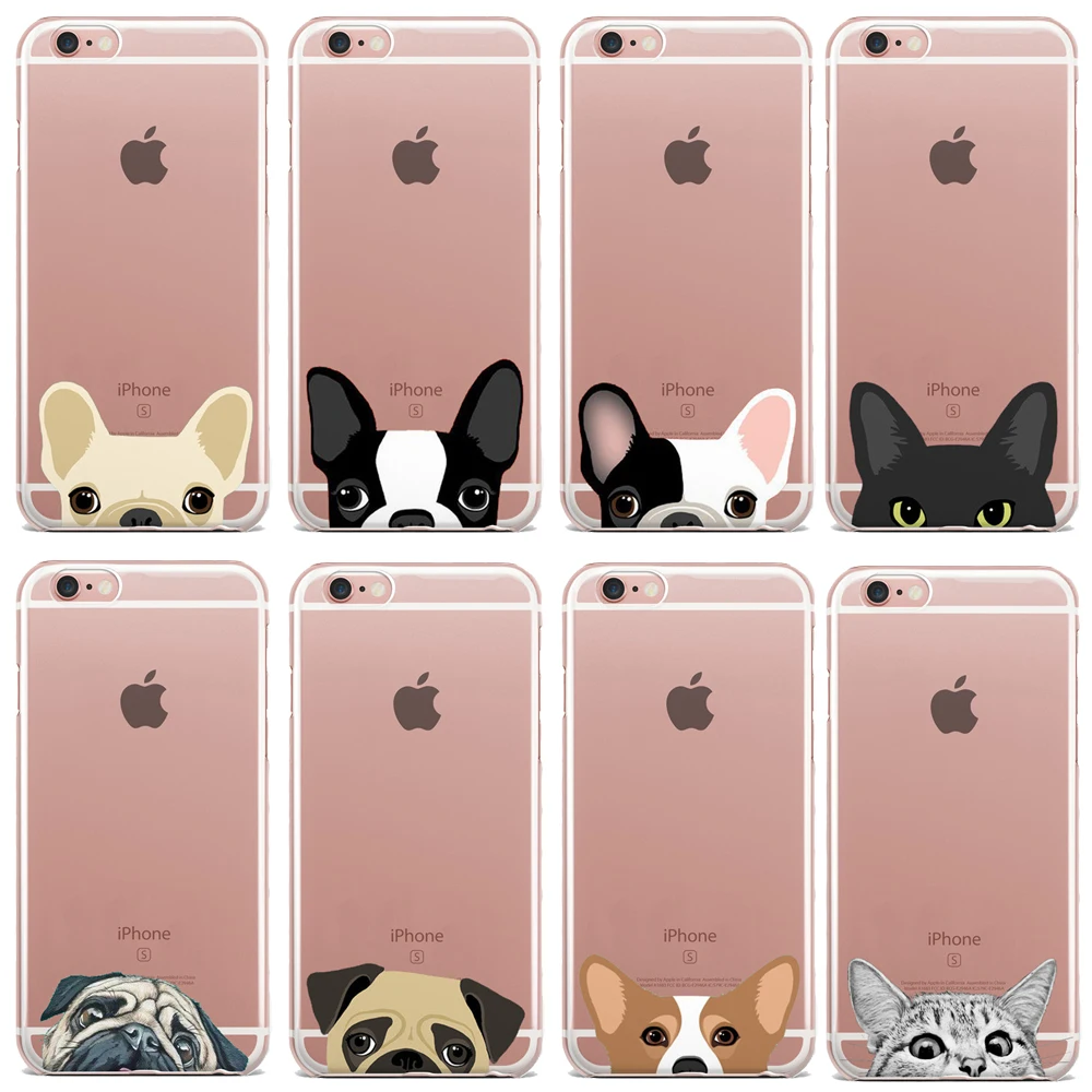 

For iphone 5S SE 6S 7 8 Case Cute Dog Cat Design Phone Soft Silicone Cover Case For iphone 6Plus 7Plus 8Plus X XS Max XR