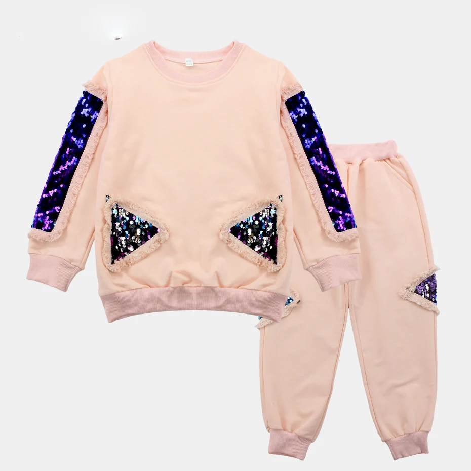 

Child Girls Sports Clothing Set Sequins Clothes For Children Spring Clothes Suit For Girls 6 8 12 Years Autumn Girls Clothing