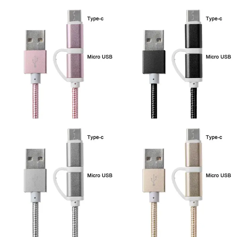 2в1 автомобильный Micro usb type C кабель передачи данных для быстрой зарядки для samsung Oneplus Xiaomi huawei htc SONY Автомобильный Кабель