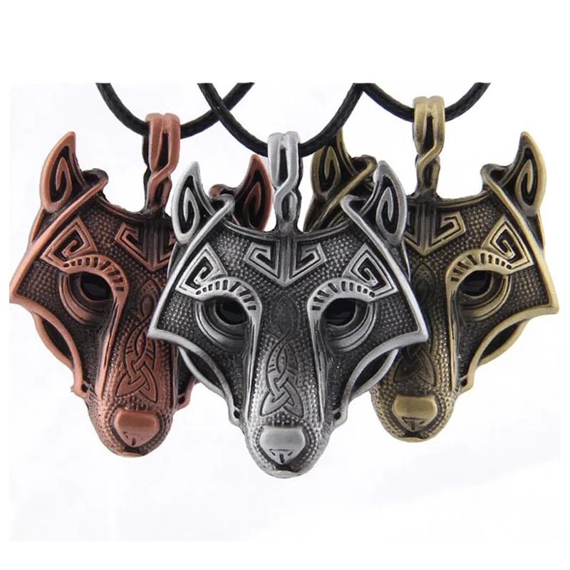 

Faux Leater Retro Norse Vikings Pendant Necklaces Norse Wolf Head Necklace Original Animal Jewelry Amulet Trinket Party Gift New