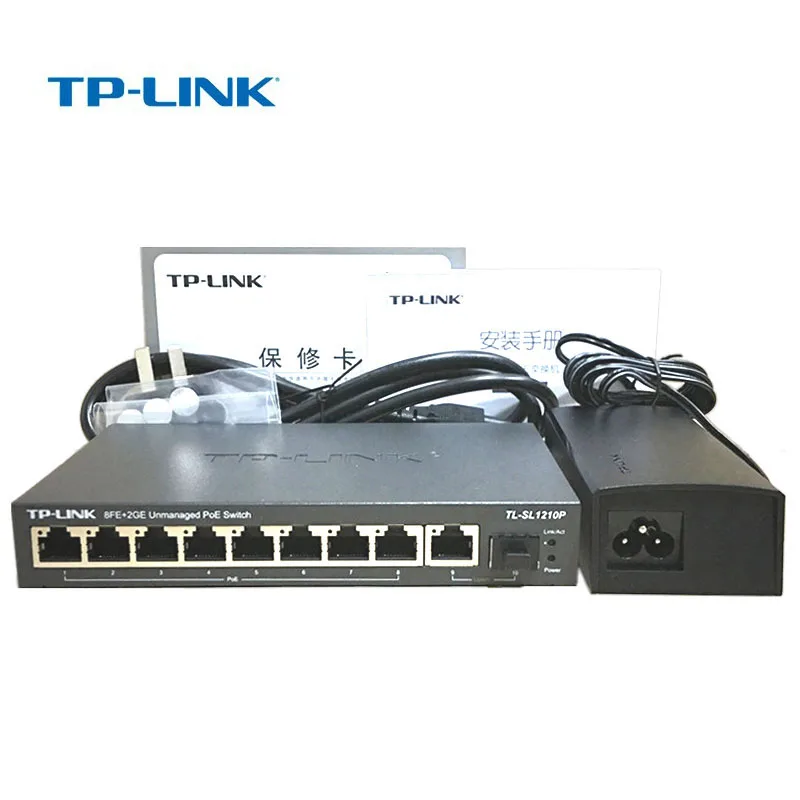 Сетевой коммутатор TP Link с 10 портами Металлический Стальной 8 портов POE 1