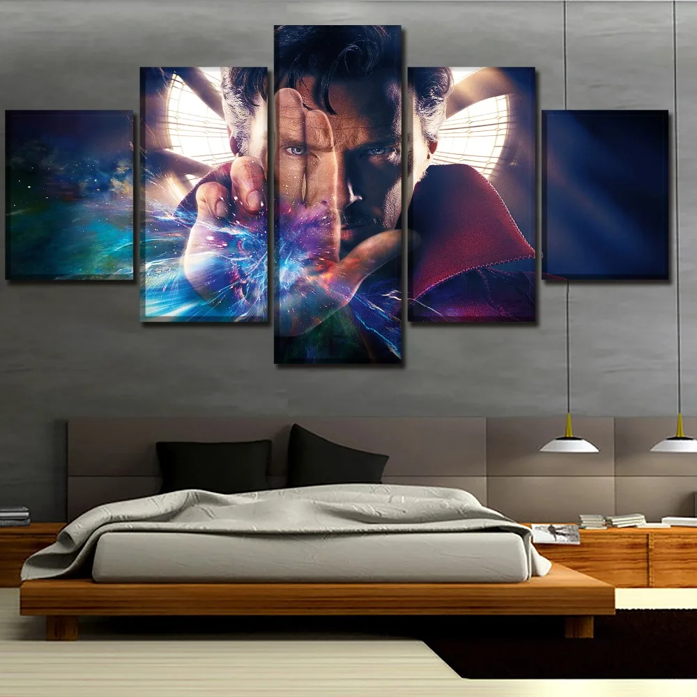 

5 Panel Canvas Painting Home Decor Living Room Movie Benedict Cumberbatch Doctor Strange Pictures Modern Wall Art Decor Artwork
