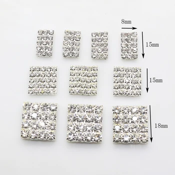 

ZMASEY Rhinestones Buttons10Pcs/Lot Mix Size Diamond DIY Square Button Supply Decoration Wedding Invitation Jewelry Accessories