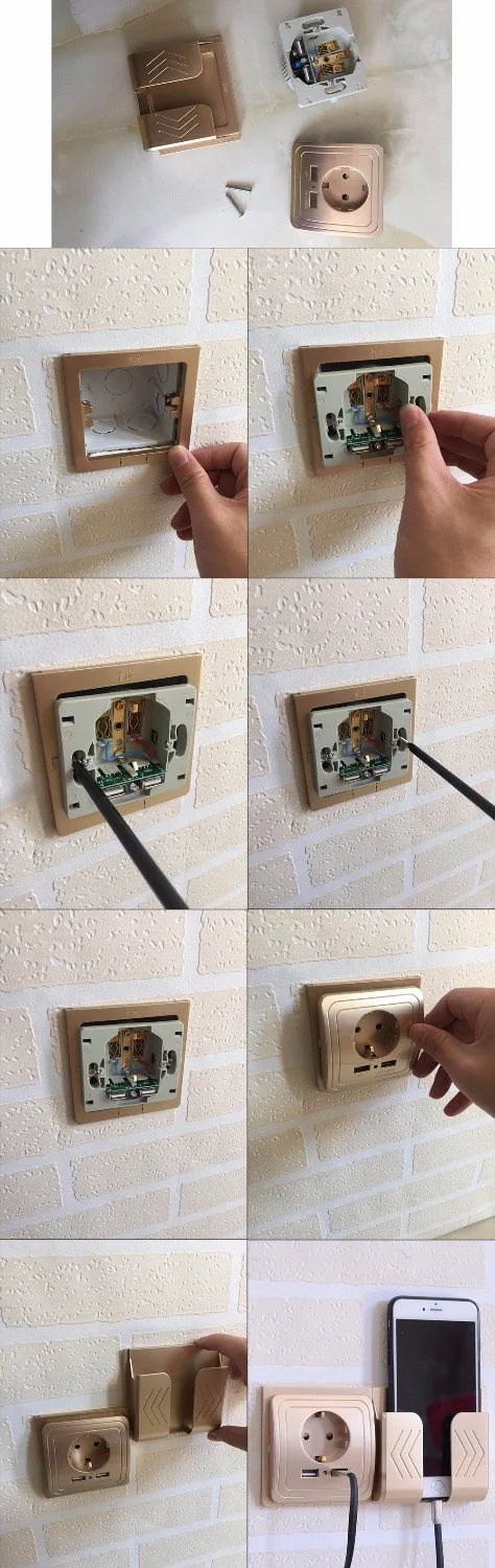 Штепсельная розетка Minitiger для умного дома 2 А два USB порта настенное зарядное