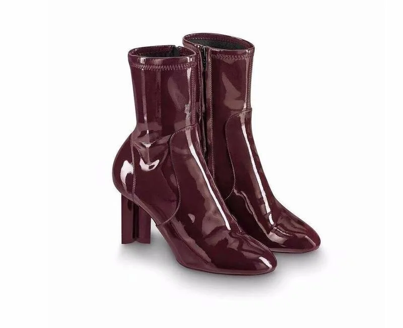 

Women 10cm high-heeled shoes ankle boot For woman Top Quality shoe last Italy Vernis patent leather Boots dancing party Goddess