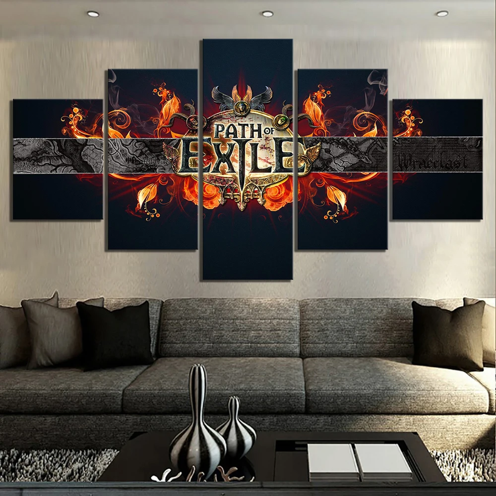 

Canvas Printed Poster Wall Art 5 Pieces Path of Exile Games Paintings Dark Style Pictures Living Room Decor Modular Frameworks