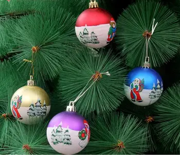 

6pcs 6cm Hand-painted Pattern Ball Pendant ornament For Christmas Party Tree Venun Hanging Decoration