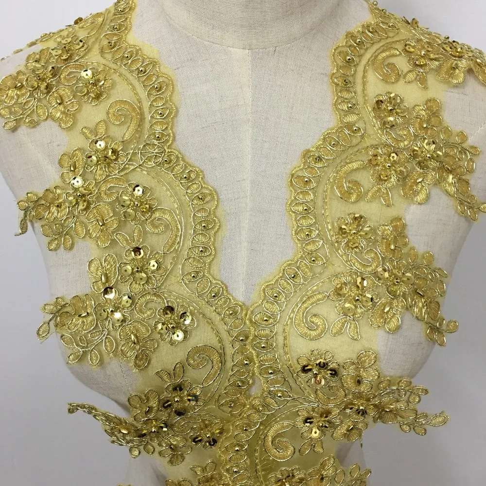 2017 New lace trim golden lace trim embroidered cording lace trim Gold