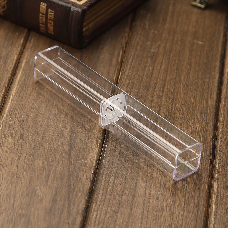 Luxury Ballpoint Pen Clear Gift Box Square Plastic Roller Pen Office