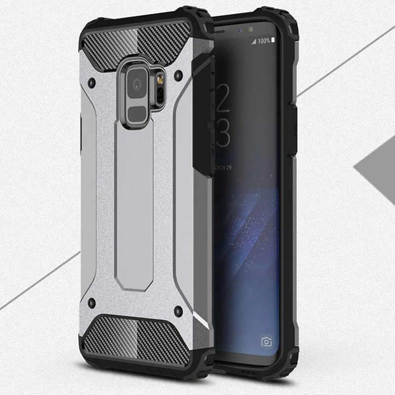 

Luxury High Quality Soft Silicon +PC Hard Armor Anti-knock Fitted Back Cover Case For Samsung Galaxy S9 /S9 Plus