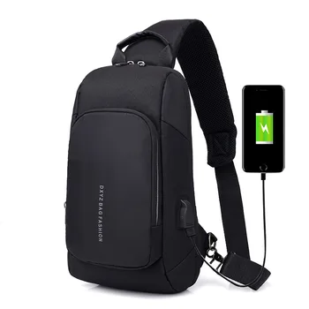 

2018 new Shoulder bag slung men street fashion Korean business casual Oxford multi-function USB charging chest bag