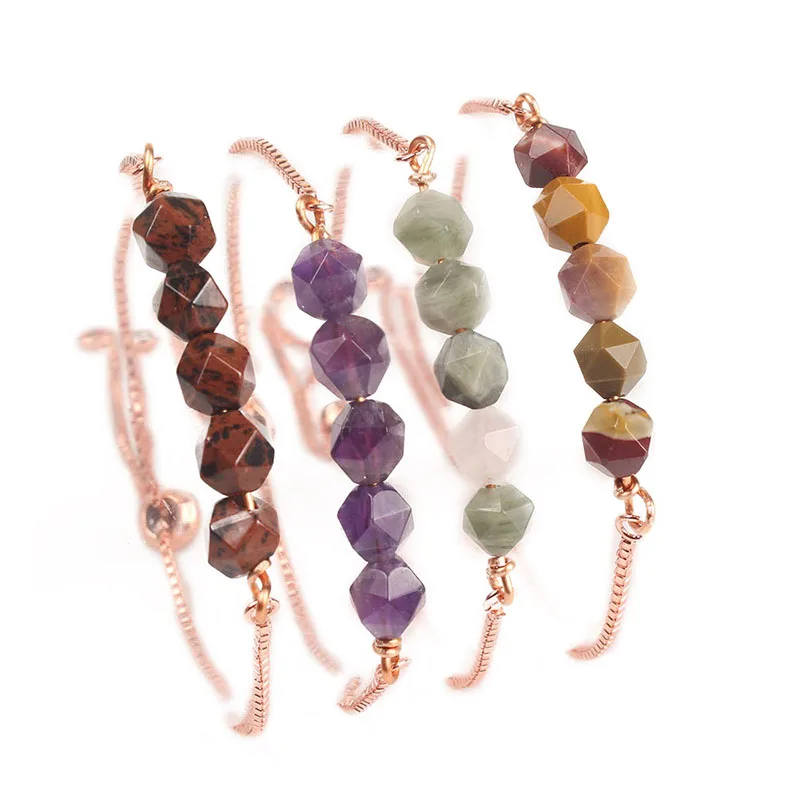 

RE Women's chain bracelets female jewelry bracelet box chain pulseria natural stone friendship adjustable delicate jewellery N35