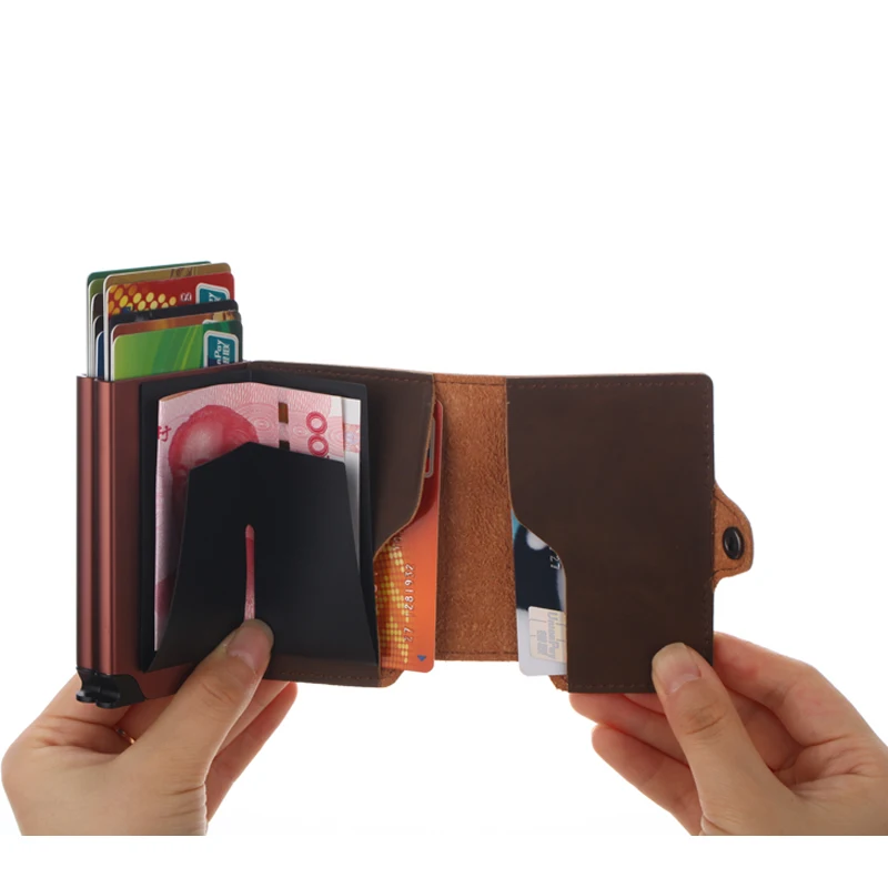 Weduoduo для мужчин и женщин бизнес кредитной держатель для карт металла двойной алюминиевый ящик с rfid Блокировка чехол с зажимом для карт кошелек