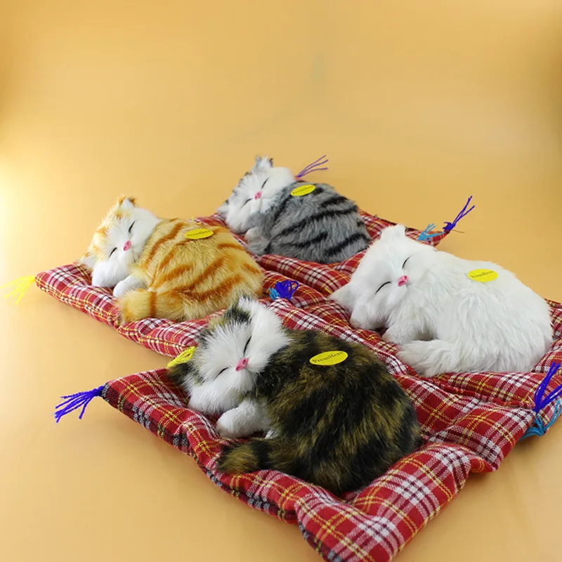 

Plush Toys Lovely Simulation Doll Plush Animal Cats Sleeping Toy Real Life Plush with Sound Toy Kids Girl Birthday Gift for Kids