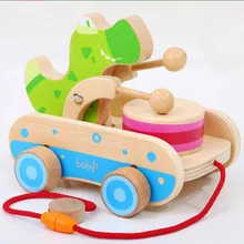 Boby деревянная игрушка тянуть веревку ручной тянуть автомобиль ребенок тяги музыка крокодил барабан игрушка автомобиль игрушки для детей