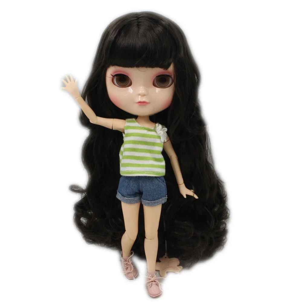 Ледяная Обнаженная кукла маленькая грудь соединение азон тело коричневый черный вьющиеся волосы с челкой No.280BL950 30 см F& D