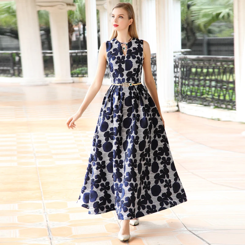 Quality Women short Sleeve Maxi summer Dress Elegant Boho Floral Jacquard Dress Fashion Party Long Autumn Dress