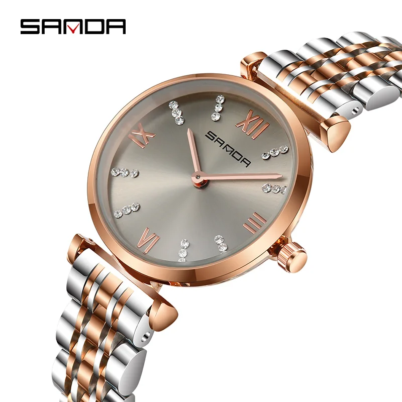 Najtaniej SANDA luksusowe kobiety diament zegarki kwarcowe eleganckie panie sukienka na co dzień zegarki mody wodoodporny kobieta zegar odporny na wstrząsy