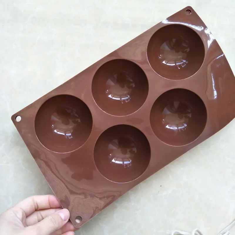 Силиконовые 5 ячеек полу сферы купол для шоколада для выпечки Плесень MF502