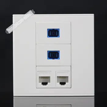 

Wall Plate 4 Ports Socket 2 Ports CAT5E Network LAN & 2 Ports SC Optical Fiber Outlet Panel Faceplate Home Plug Adapter Standard